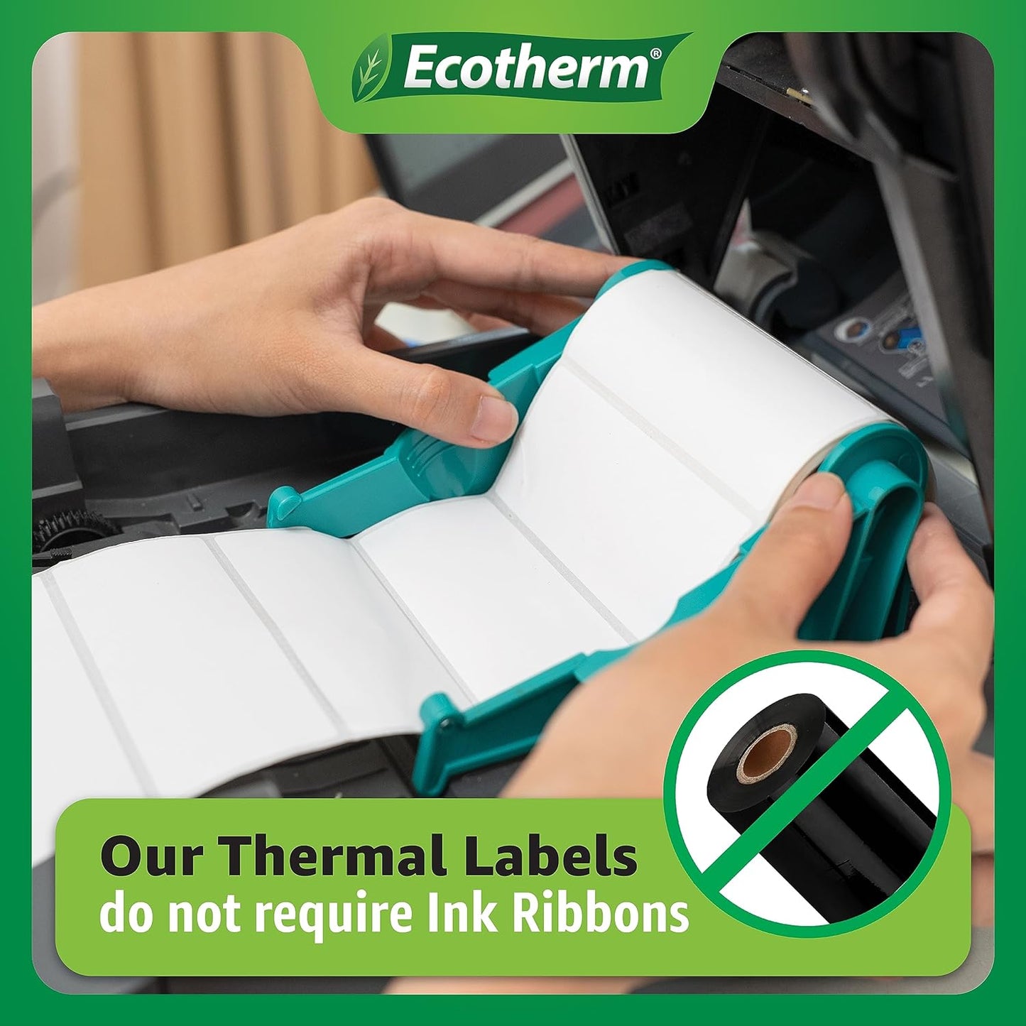 4" x 1" Thermal Labels | 6 Rolls | 15000 Labels | fits Zebra, Munbyn, Rollo, Godex, Arkscan, iDPRT, Offnova Thermal Label Printers and More | Blank White Adhesive Stickers by Ecotherm