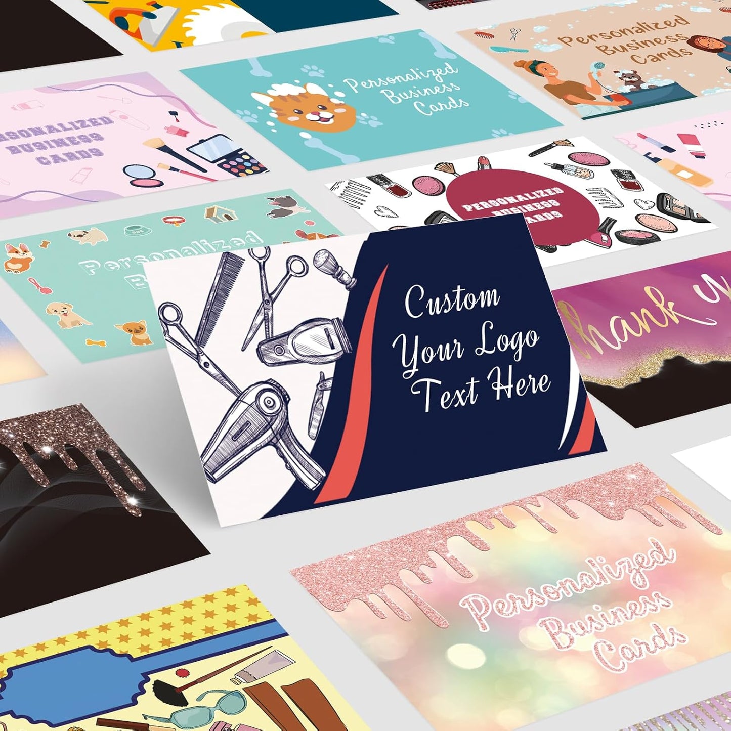 Custom Business Cards Customizable with Logo Text,Personalized Business Cards Photo Printable Barbershop Cards 1000 500 200 100 Double Sided Customize Cards for Small Business Waterproof