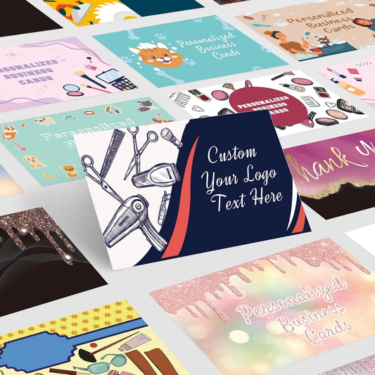 Custom Business Cards Customizable with Logo Text,Personalized Business Cards Photo Printable Barbershop Cards 1000 500 200 100 Double Sided Customize Cards for Small Business Waterproof