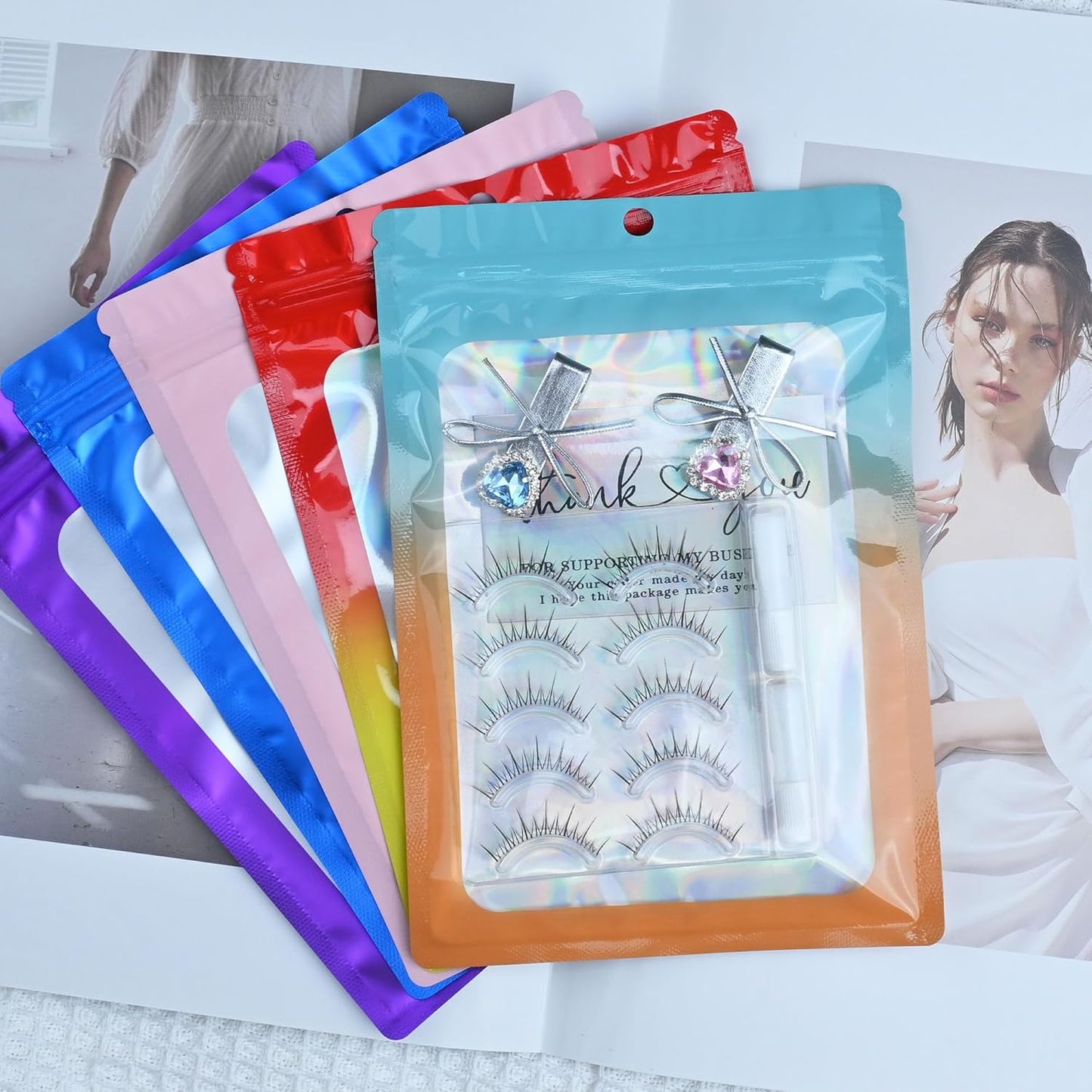 Resealable Mylar Pouch Bag Great for Office Home Party Favor Food Storage (100PCS, Purple Color, 5.5 x 8 inch)
