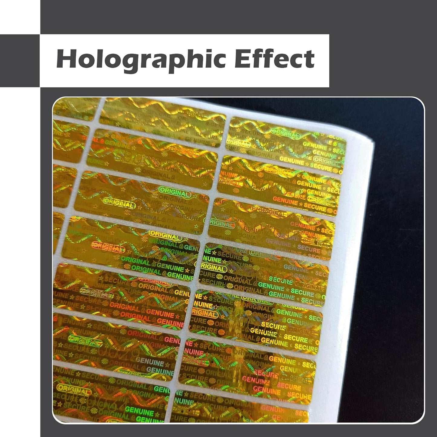 1200pcs Hologram Tamper Proof Stickers Security Labels Genuine Warranty Void Seal Tamper evident Original Sticker with Unique Serial Number (1.2x0.4inch,Gold)…
