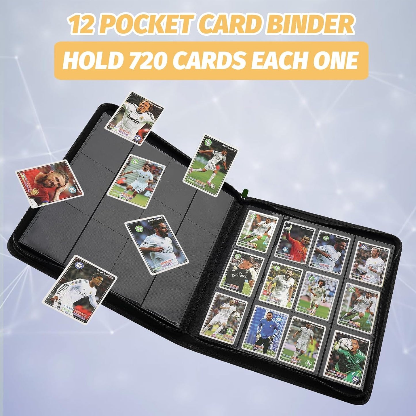Trading Card Binder 12 Pocket, GERMUN PU Cover Card Binder for 720 Cards, Premium Trading Card Holder Folders, Double Sided Pocket Card Album for MTG, TCG (Dark Green)