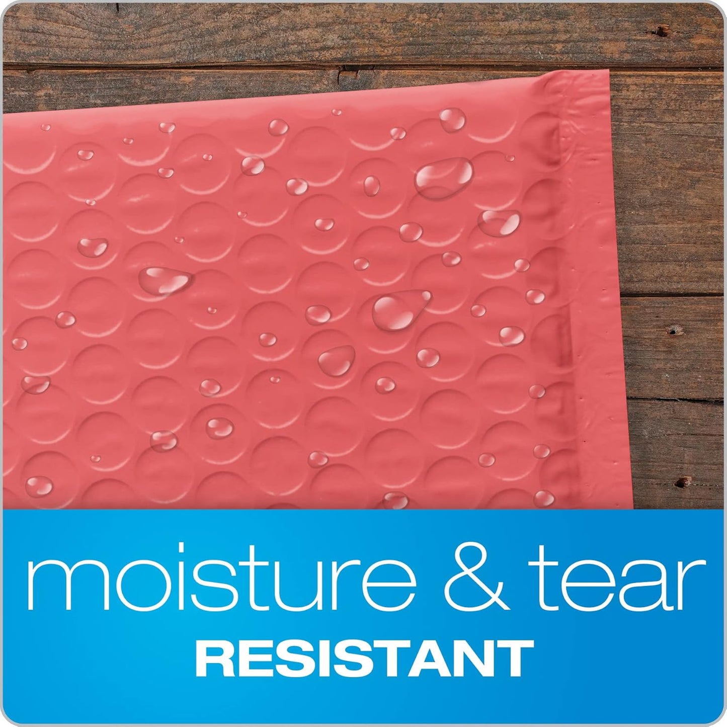 Quality Park Bubble Mailers, 6 x 9 Shipping Envelopes, Water Resistant Coral Poly Padded Envelopes, Redi-Strip Peel Off Closure, 50/Box (QUA85866)