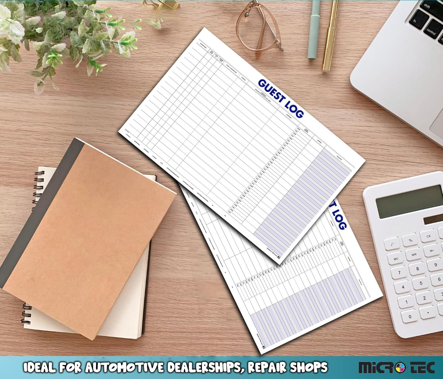 Professional Guest Log Book - Efficiently Track Potential Customers and Follow-Up - Ideal for Automotive Dealerships, Repair Shops, and Service Centers - 17" × 11" - 100 Sheets Per Pad - Pack of 4