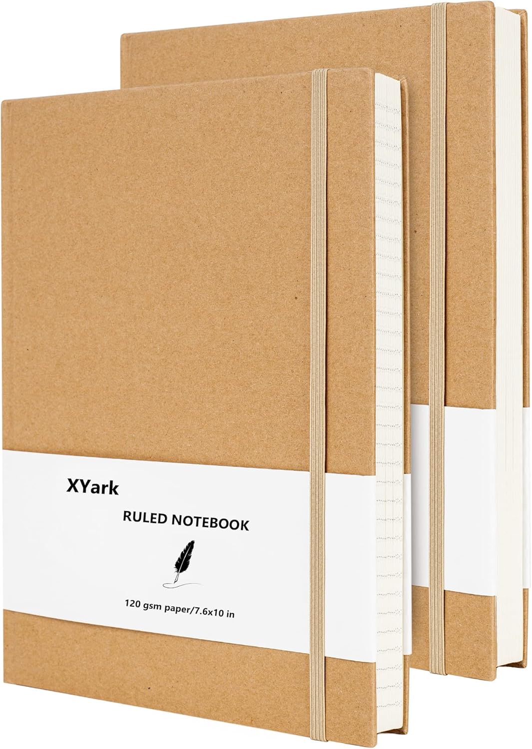 Large B5 Line Notebook Journals, College Ruled Kraft Hardcover Sketchbook Subject Composition Notebooks with Lined Paper, 2 Pack, 120GSM, 102 Sheets, 7.6x10 inch, Travel Journal Set