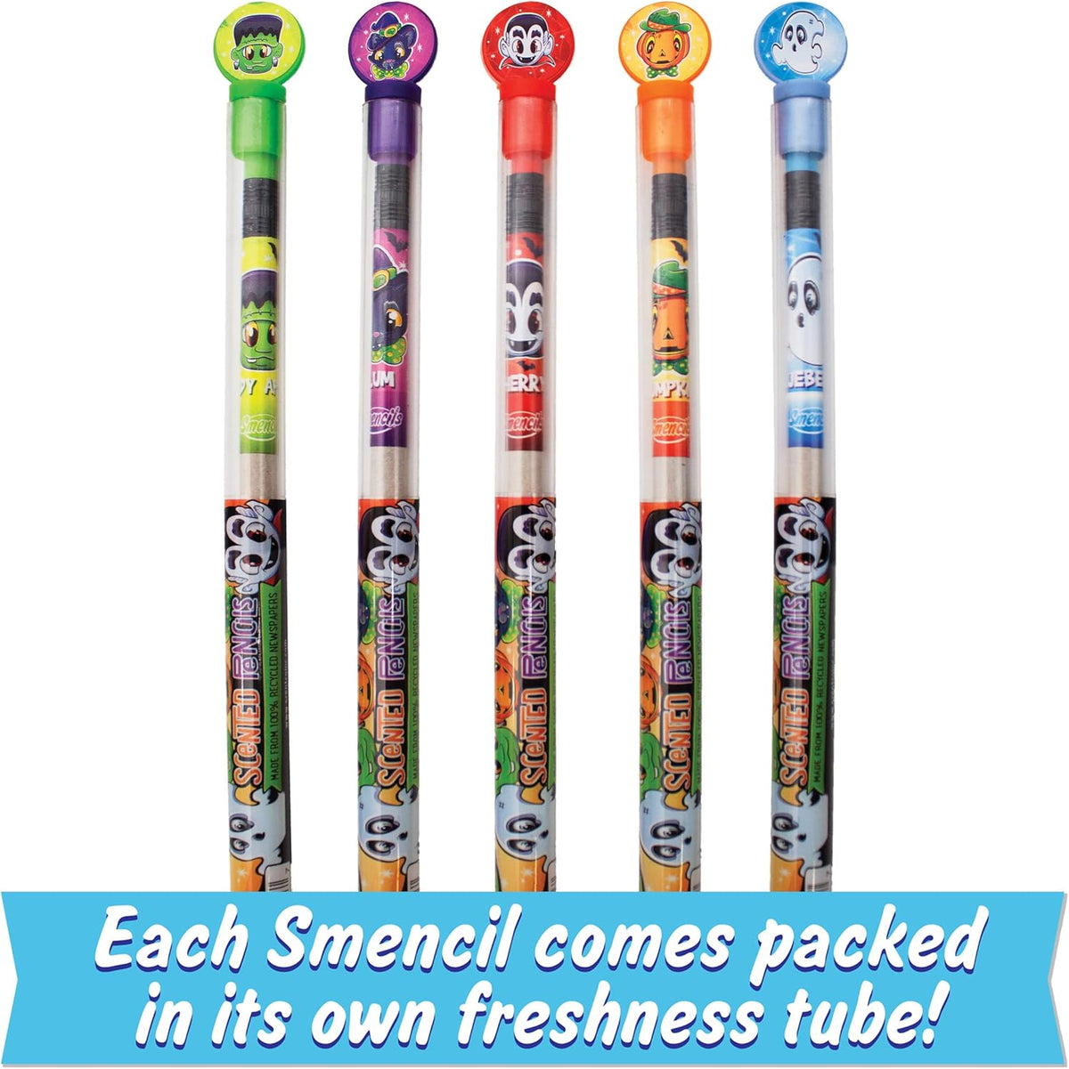 Halloween Smencils Cylinder - HB #2 Scented Smelly Pencils, 50 Count - Gifts for Kids, Party Favors, Classroom Rewards