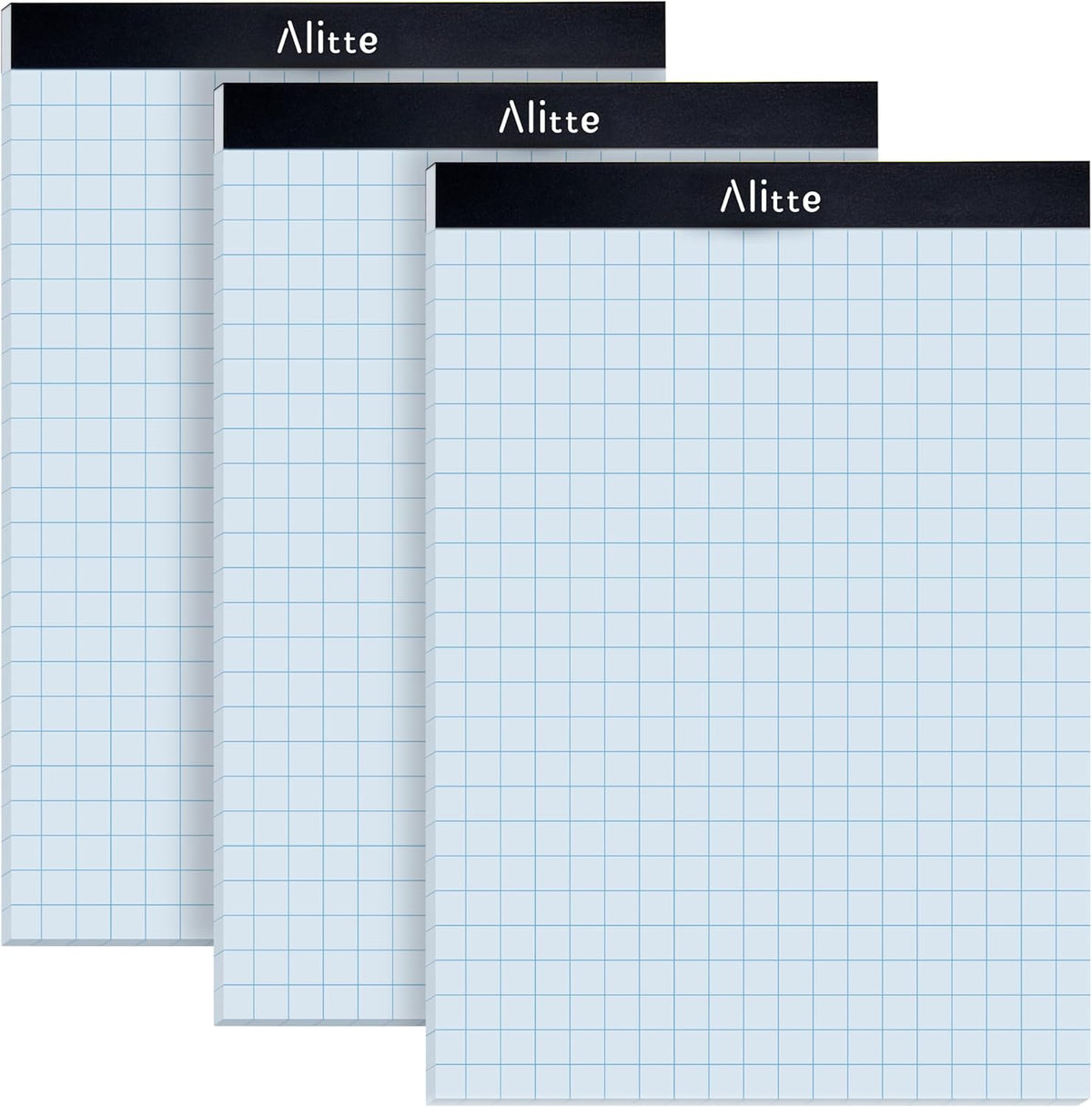 Graph Paper Pad, Pack of 3, White Letter Size - 2x2 Quad Grid Paper, Easy-Tear Perforations, 8.5 x 11 Cardboard Backing - Graph Notepads for School, Office -50 Sheets per Pad