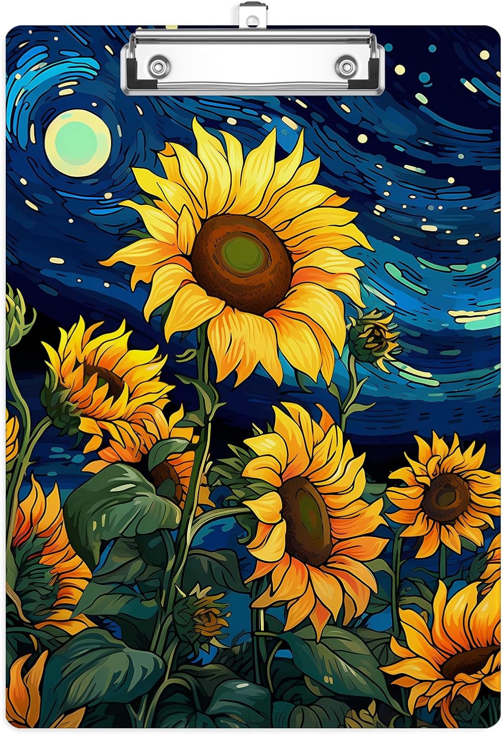 Sunflower Oil Painting Plastic Clipboards,Cute Fashion Clipboard Decorative 8.5" x 12.5"Standard A4 Size Clipboards,Acrylic Clipboard for Teacher,Social Worker,Students,Nurse,Office Supplies