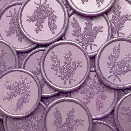 50Pcs Wax Seal Stickers Handmade Envelope Seals Self Adhesive Wax Stickers for Wedding Party Invitations, Envelope, Gift Wrap, Christmas(Rosemary Style, Lilac Purple)