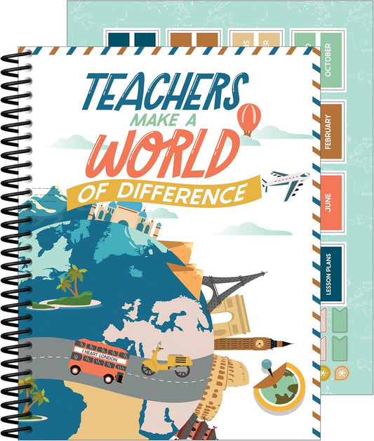 Carson Dellosa Let's Explore Teacher Planner 2025-2026, Undated 8" x 11" Lesson Plan Book With Retro Stickers, Class Schedule, Weekly Calendar, Classroom Must Haves, Homeschool and School Supplies