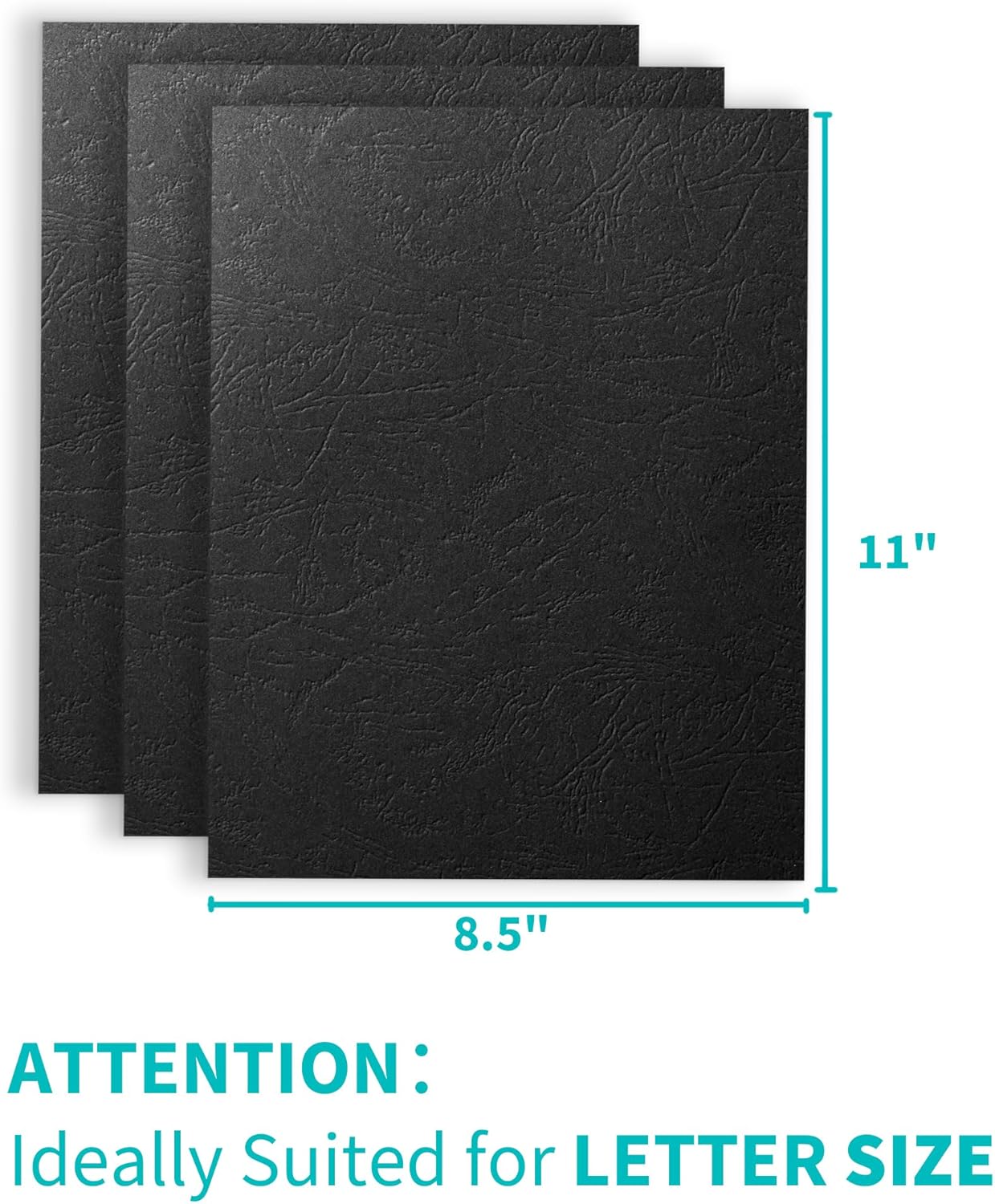 Binditek 200 Pack 13 Mil Grain-Texture Paper Binding Presentation Covers, 8.5 x 11 Inches, 250 GSM, 90lb, Un-Punched, Letter Size, Black, Office Supplies