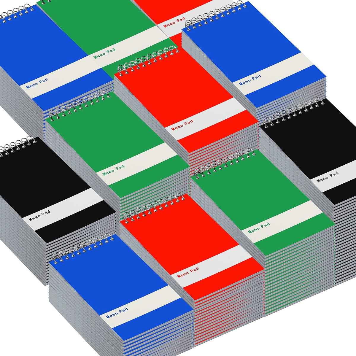 Thenshop 200 Pads Spiral Memo Pads Bulk 3 x 5 Inch Small Pocket Notepad Top Bound Lined 60 Sheets Mini Notebooks for School College Office Home Supplies (Black,Green,Dark Blue,Red)