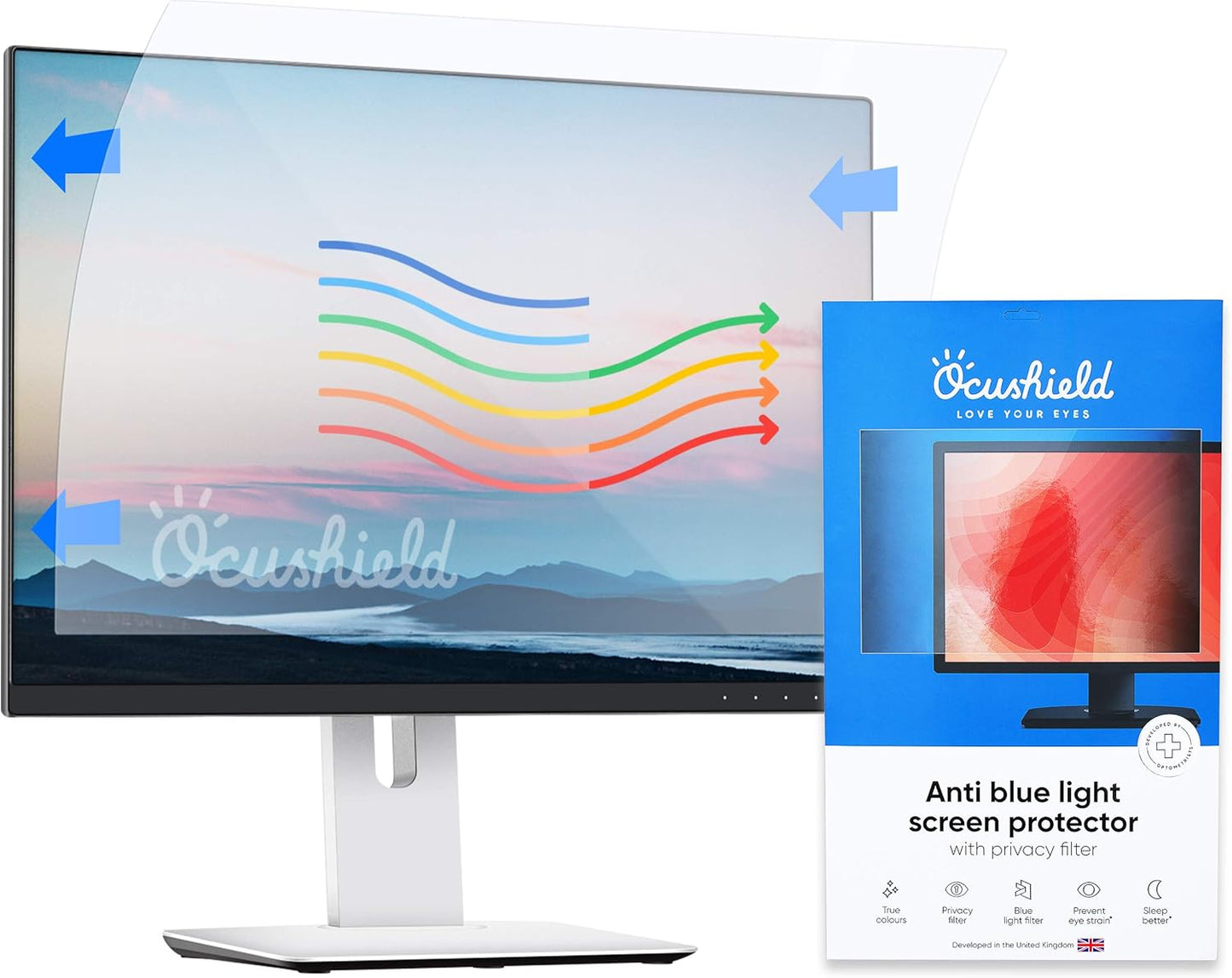 Ocushield 17” (5:4) Premium Anti Blue Light Screen Protector with Privacy Filter for Laptops and Computer Monitors - Anti-Glare - Easy Install - Anti-Fatigue (338 x 271 mm)
