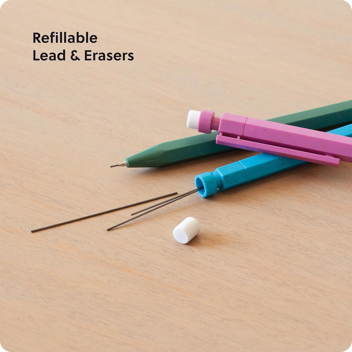 U Brands U-Eco Recycled Mechanical Pencil Set, Bulk Mechanical Pencils 0.7mm, Speckled Brights, Medium Lead, School Supplies, 12 Pack (6591U)