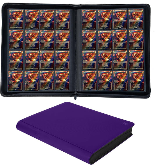 1408+ Pockets Trading Card Binder, 16-Pocket Card Ablum Compatible with MTG,Sports Cards & Other Standard Size Trading Card (Purple)