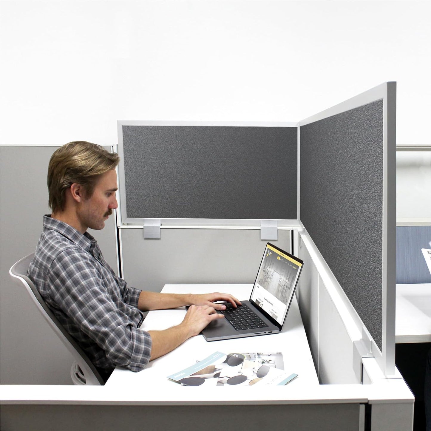 OBEX Acoustical Cubicle Privacy Screen Extender Desk Panel & Office Divider, Add Separation & Block Noise, 24" x 36", Graphite