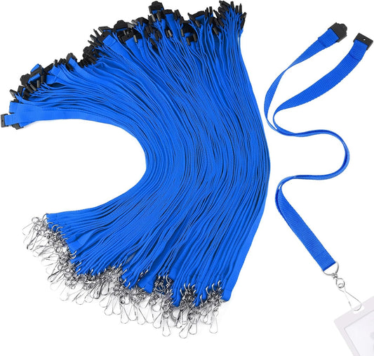 Patelai 120 Pcs Breakaway Lanyards with J Hook Bulk Flat for ID Badges Neck Badge Lanyards Card Nametag Holder Neck Straps (Dark Blue)