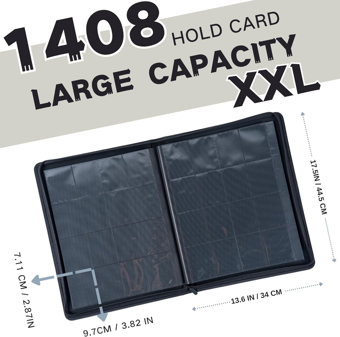 1408+ Pockets Trading Card Binder, 16-Pocket Card Ablum Compatible with MTG,Sports Cards & Other Standard Size Trading Card (Black)