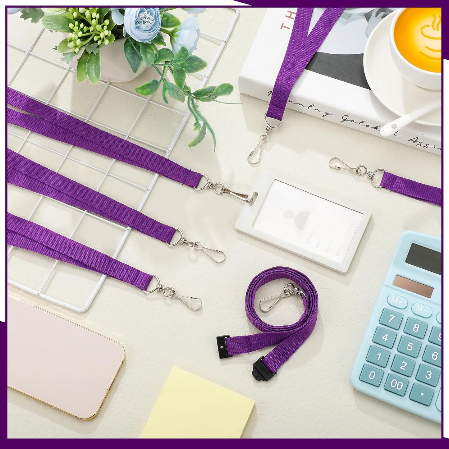 Patelai 60 Pcs Breakaway Lanyards with J Hook Bulk Flat for ID Badges Neck Badge Lanyards Card Nametag Holder Neck Straps (Purple)