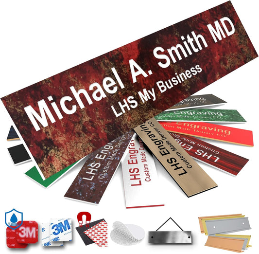 Engraved Door Signs for Office Personalized Rustico Granite Plastic Door Plaque White Letters - Made in USA 2x10 S2