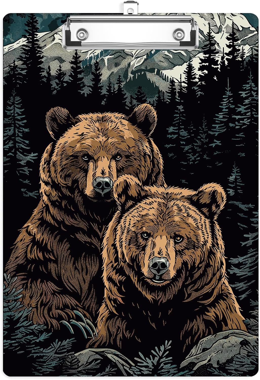 Mountain Bear Plastic Clipboards,Cute Fashion Clipboard Decorative 8.5" x 12.5"Standard A4 Size Clipboards,Acrylic Clipboard for Teacher,Social Worker,Students,Nurse,Office Supplies