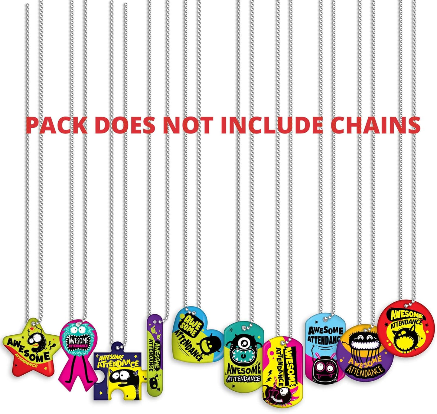 Brag Tags Fun Critters & Monsters Increase Student Attendance Incentives Value Pack: 500 Multicolor, Waterproof Teslin Brag Tags (50 Per Design)