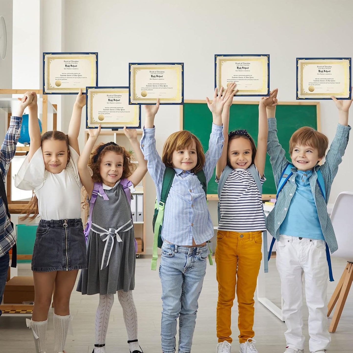 Fainne 50 Sets Certificate Kit Includes 50 Pcs 9.5 x 12 Inch Certificate Holders 50 Pcs Letter Size Papers 50 Pcs Foil Award Seals Diploma Covers for Appreciation(Navy Blue, Gold)