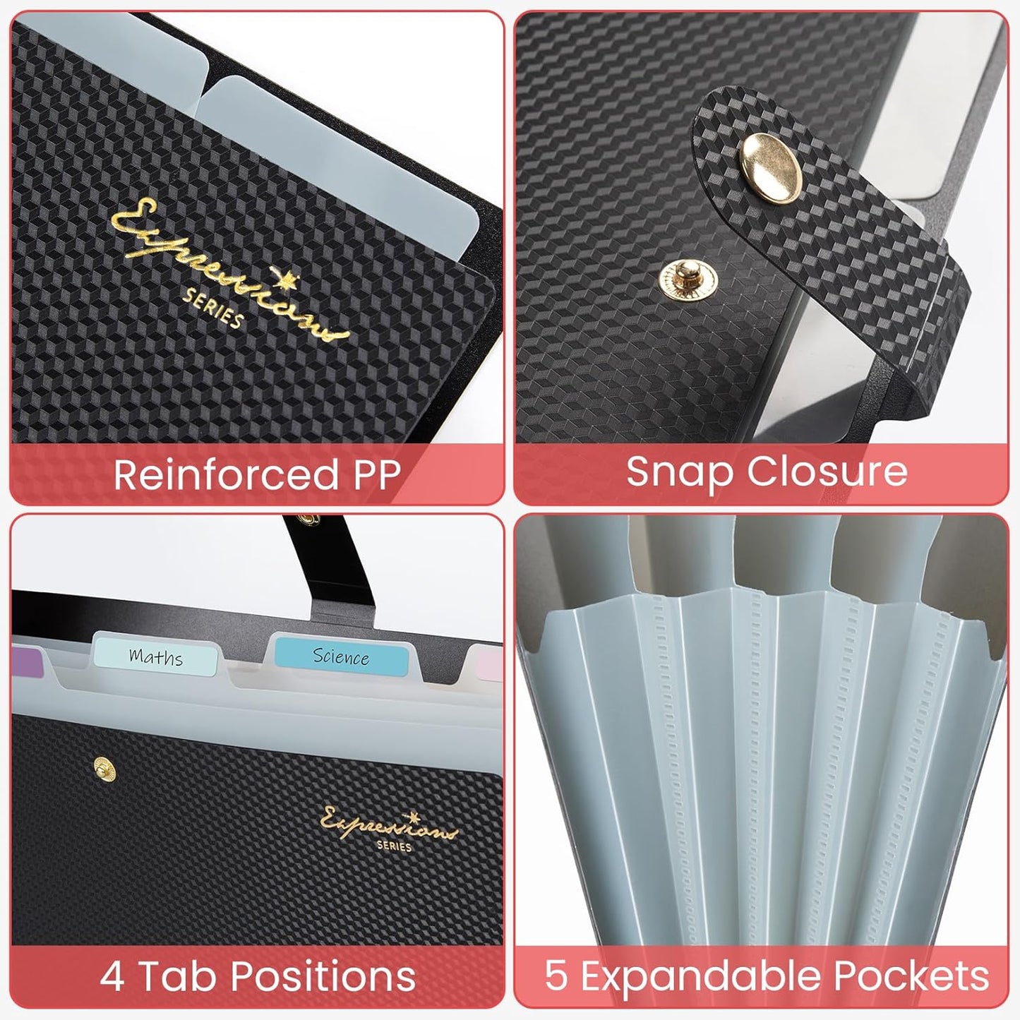 Sooez Expanding File Folder, Letter Size Accordion File Organizer, 5 Pocket Folders for Documents, Cute Folder with Labels, Portable Paper Organizer for School Office Supplies, A4 Size, Purple