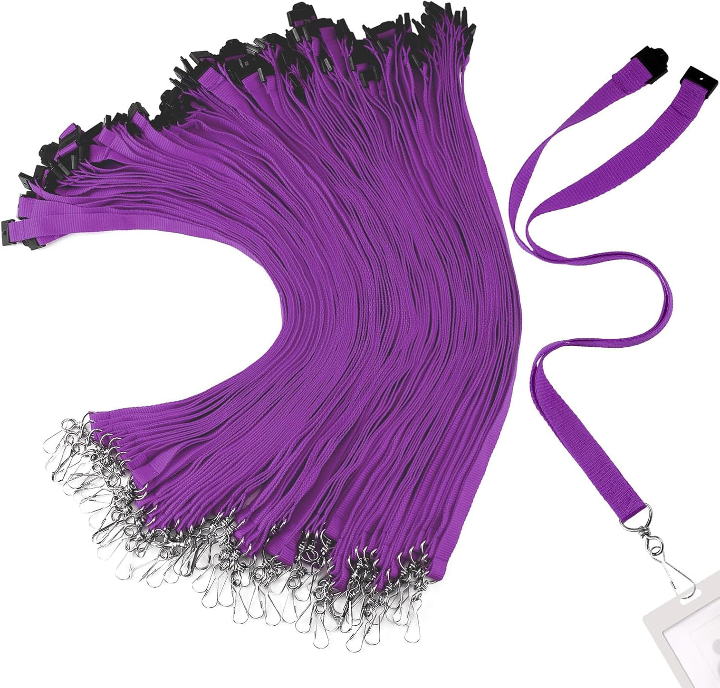 Patelai 60 Pcs Breakaway Lanyards with J Hook Bulk Flat for ID Badges Neck Badge Lanyards Card Nametag Holder Neck Straps (Purple)
