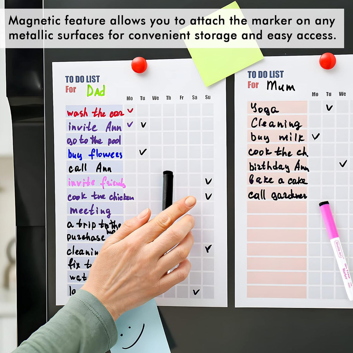 Shuttle Art Dry Erase Markers, 90 Bulk Pack 15 Colors Magnetic Whiteboard Markers with Erase, Fine Point Dry Erase Markers are Perfect for Writing on Whiteboard Mirrors Glass for School Office