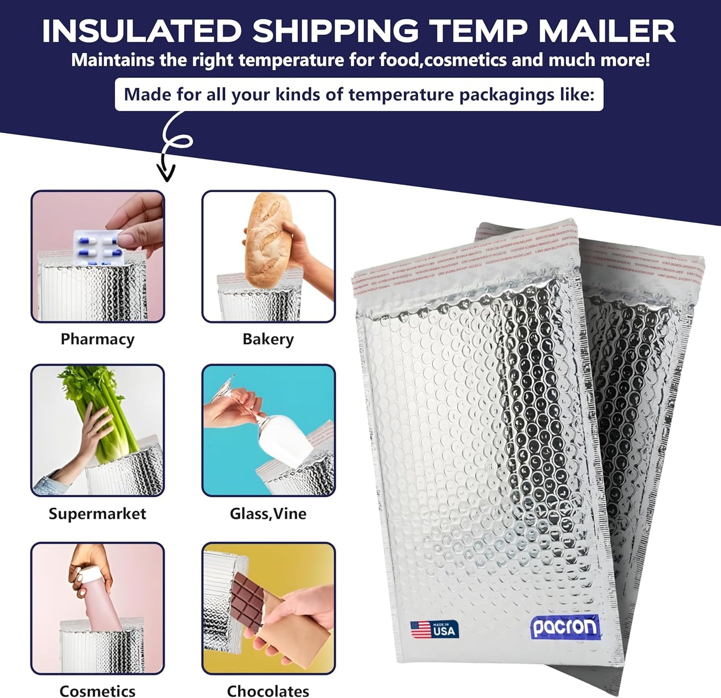 300-Pack Insulated Silver Thermal Bubble Mailers 6 x 7 - Waterproof Metallic Foil Self-Sealing Padded Envelopes for Cold Shipping, Perishables, Food, Cosmetics, Pharmaceuticals