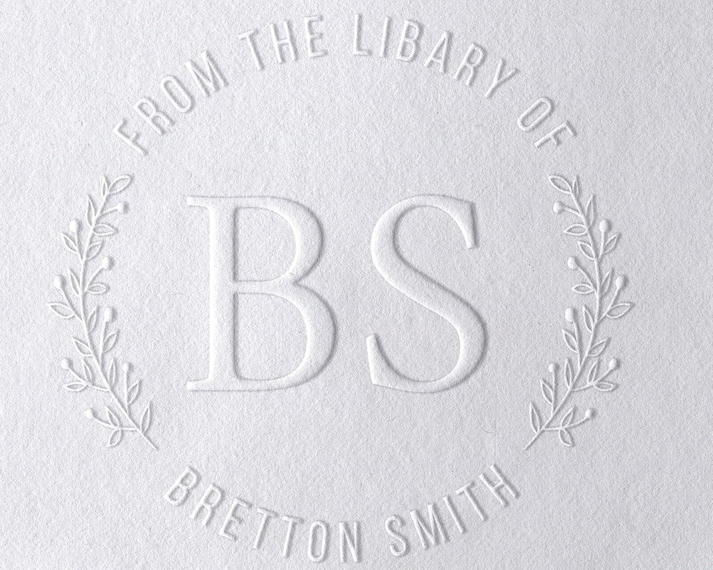 Pickled Stamps 10+ Designs Custom Book Embosser with Your Name from The Library of, Belongs to, Floral Ex Libris, Great Book Lover Gift 1 x 5/8" (Initials) (2")