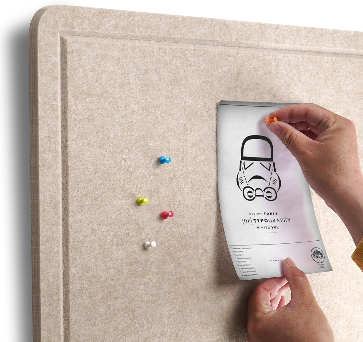 Large Cork Bulletin Board - 60 X 36 Inches With 30 Pushpins, 5' x 3' Pin Board for Walls, Self-Adhesive Felt Vision Board, Foldable Photo Board (Beige Brown)
