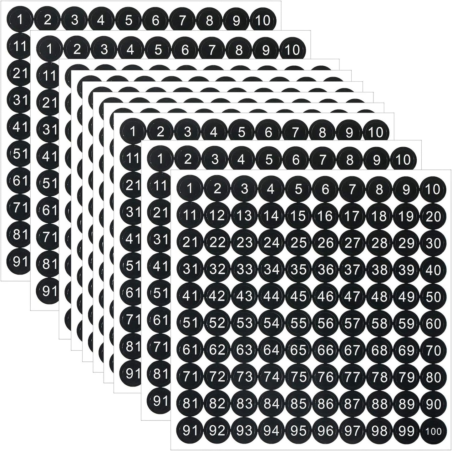 25 Sheets 1 to 100 Vinyl Consecutive Number Stickers 0.4 Inch Small Self-Adhesive Number Labels Waterproof Inventory Stickers Decal for Indoor, Outdoor, Storage, Classification, Boxes and Lockers