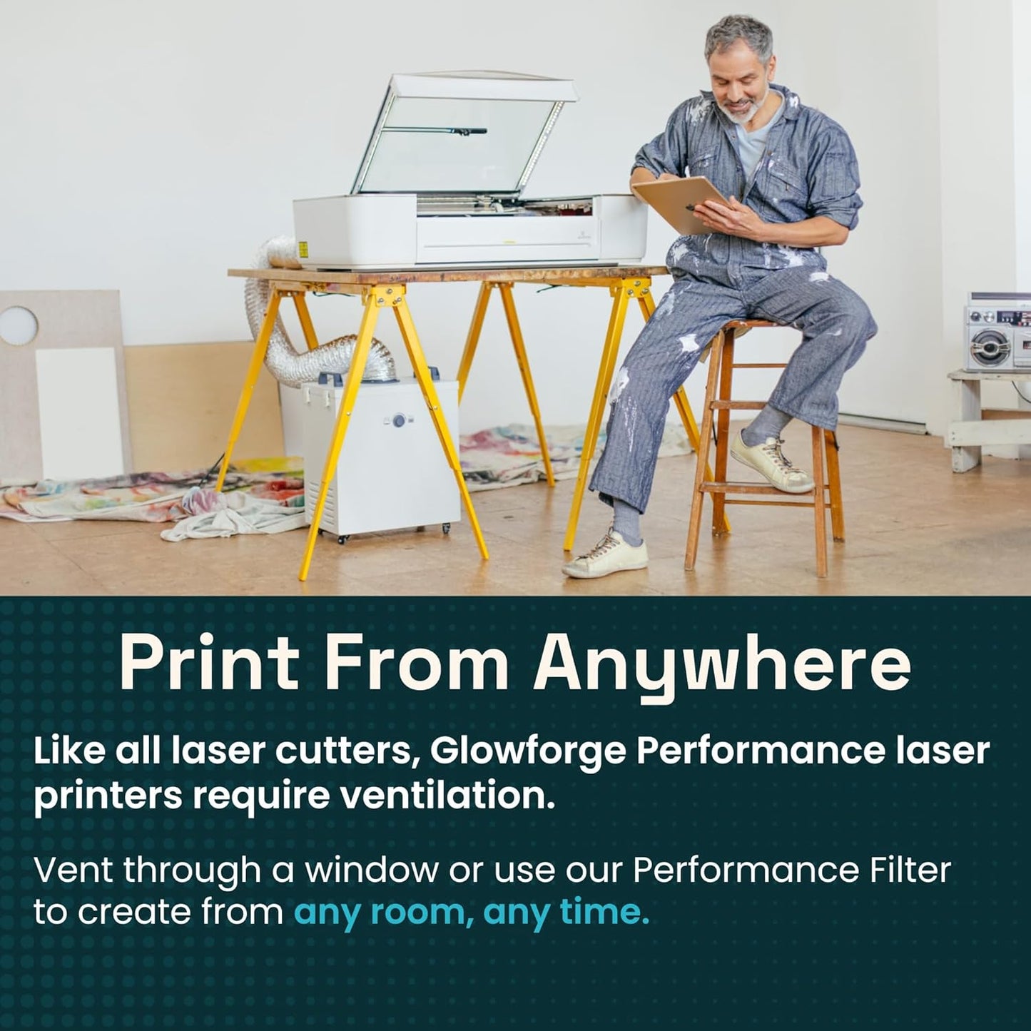 Glowforge Pro HD Laser Cutter and Engraver Machine with 45W CO2 Laser - Ultimate Power Laser Engraver with Cooling for Fast Laser Engraving on Wood, Leather, Metal, and Stone