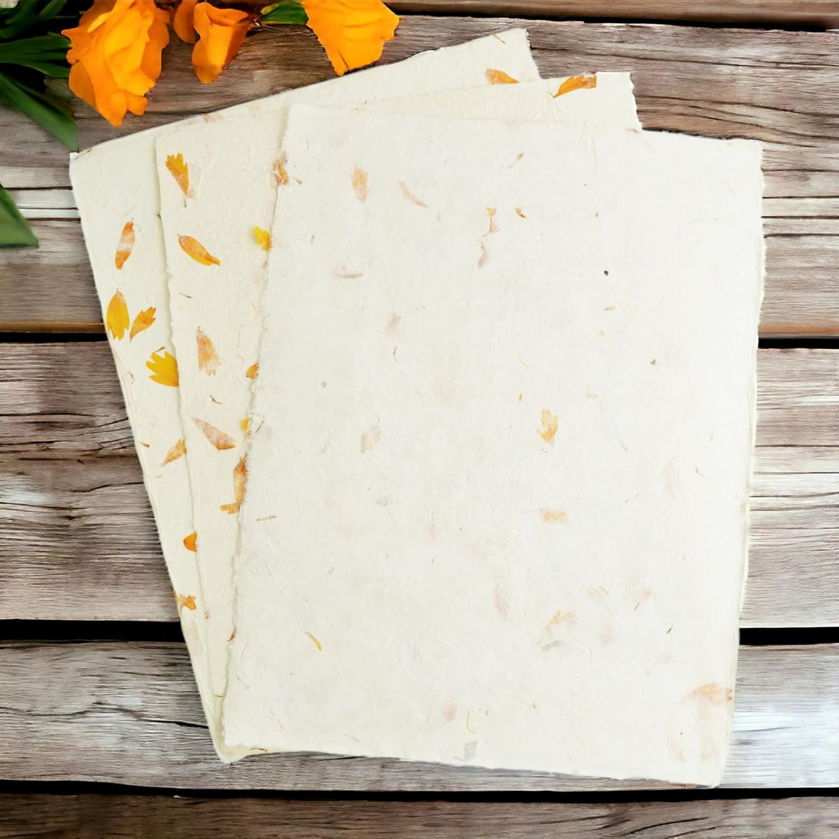 Handmade Lokta Laser and Inkjet Printer Paper with Deckle Edge 8.5x11 Inch Vintage Decorative Specialty Printing Paper (25 Sheets, Marigold)