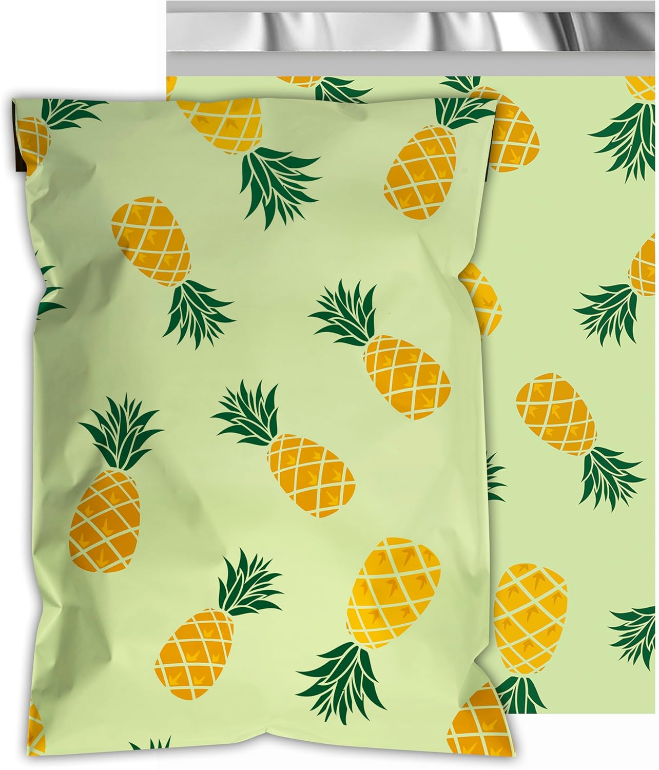 Poly Mailers 10x13 Inch 100 Pcs - Pineapple printed Shipping Bags, 2.4mil Thickness, Waterproof and Tear Resistant Mailing Envelopes, Self-Sealing Packaging Bags for Small Business