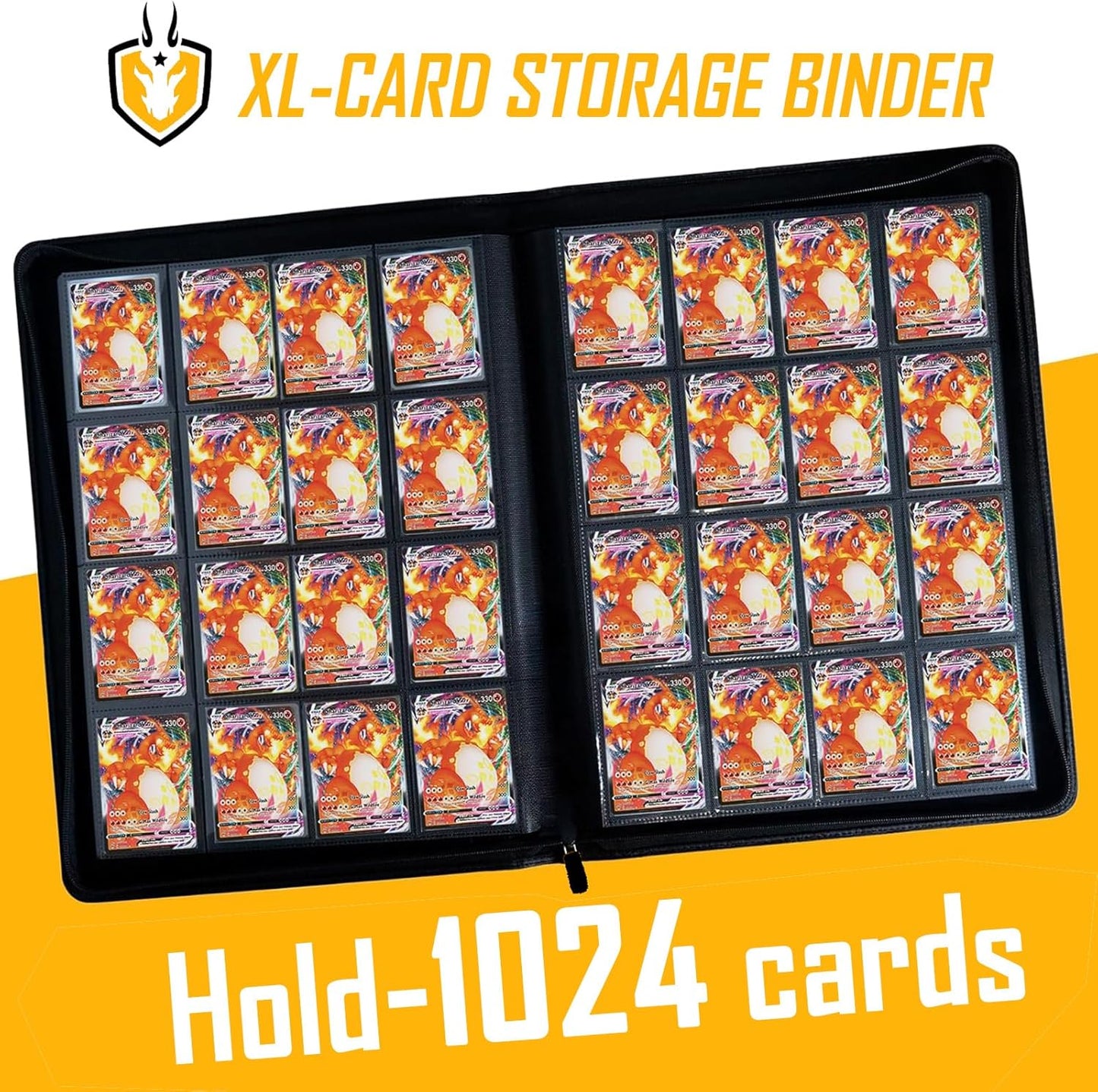 Premium-SV 1024 Pockets Card Binder,Label Design,16 Pocket Trading Card Zipper Binder, Ringless Side Loading Trading Card Album, Folder for TCG,MTG,Sports other Cards -Red