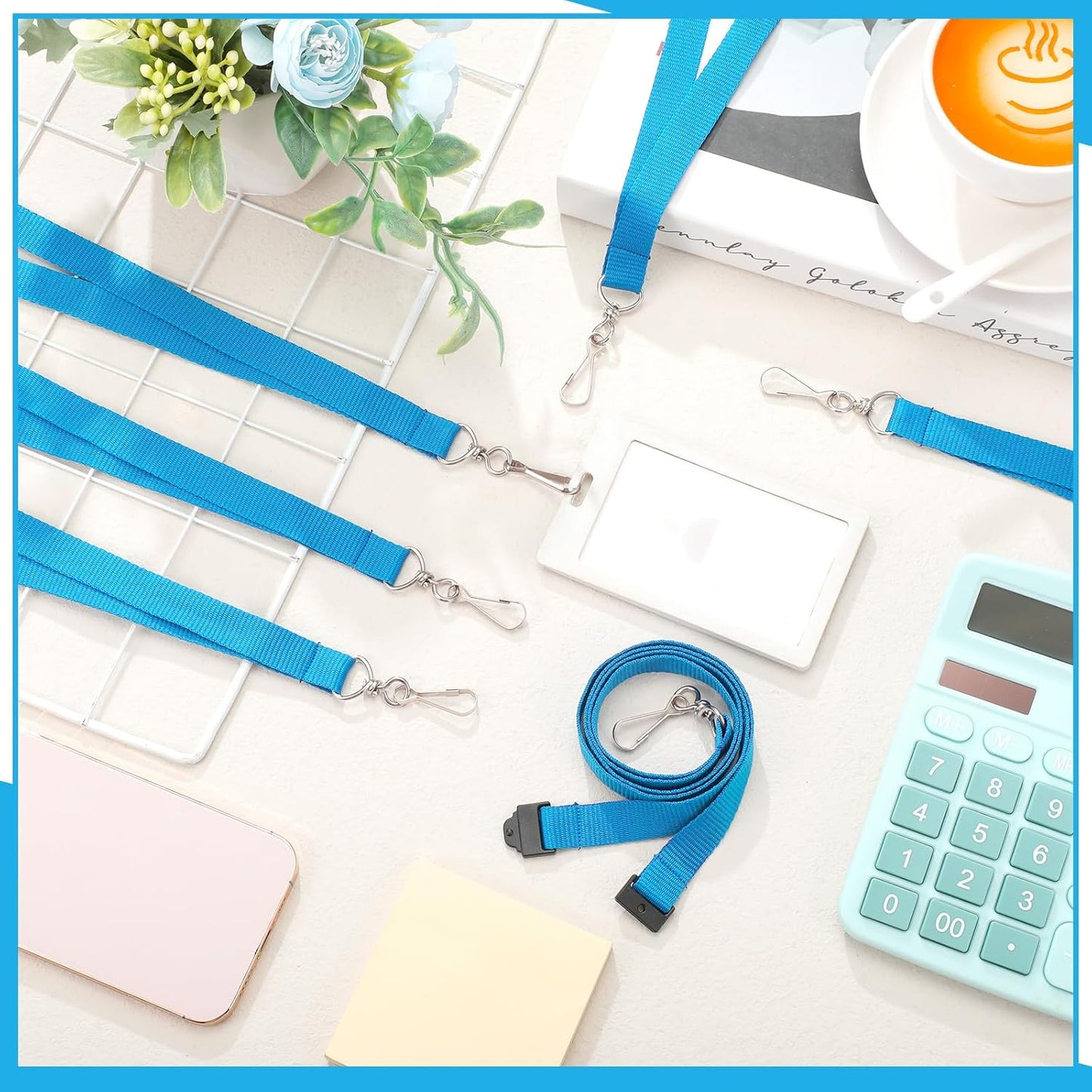 Patelai 60 Pcs Breakaway Lanyards with J Hook Bulk Flat for ID Badges Neck Badge Lanyards Card Nametag Holder Neck Straps (Light Blue)