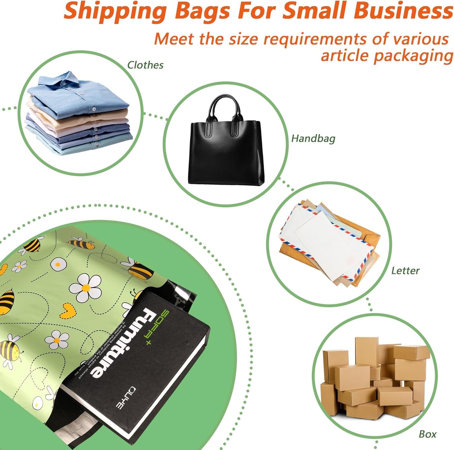 Poly Mailers 10x13 Inch 25 Pcs - Bee printed Shipping Bags, 2.4mil Thickness, Waterproof and Tear Resistant Mailing Envelopes, Self-Sealing Packaging Bags for Small Business