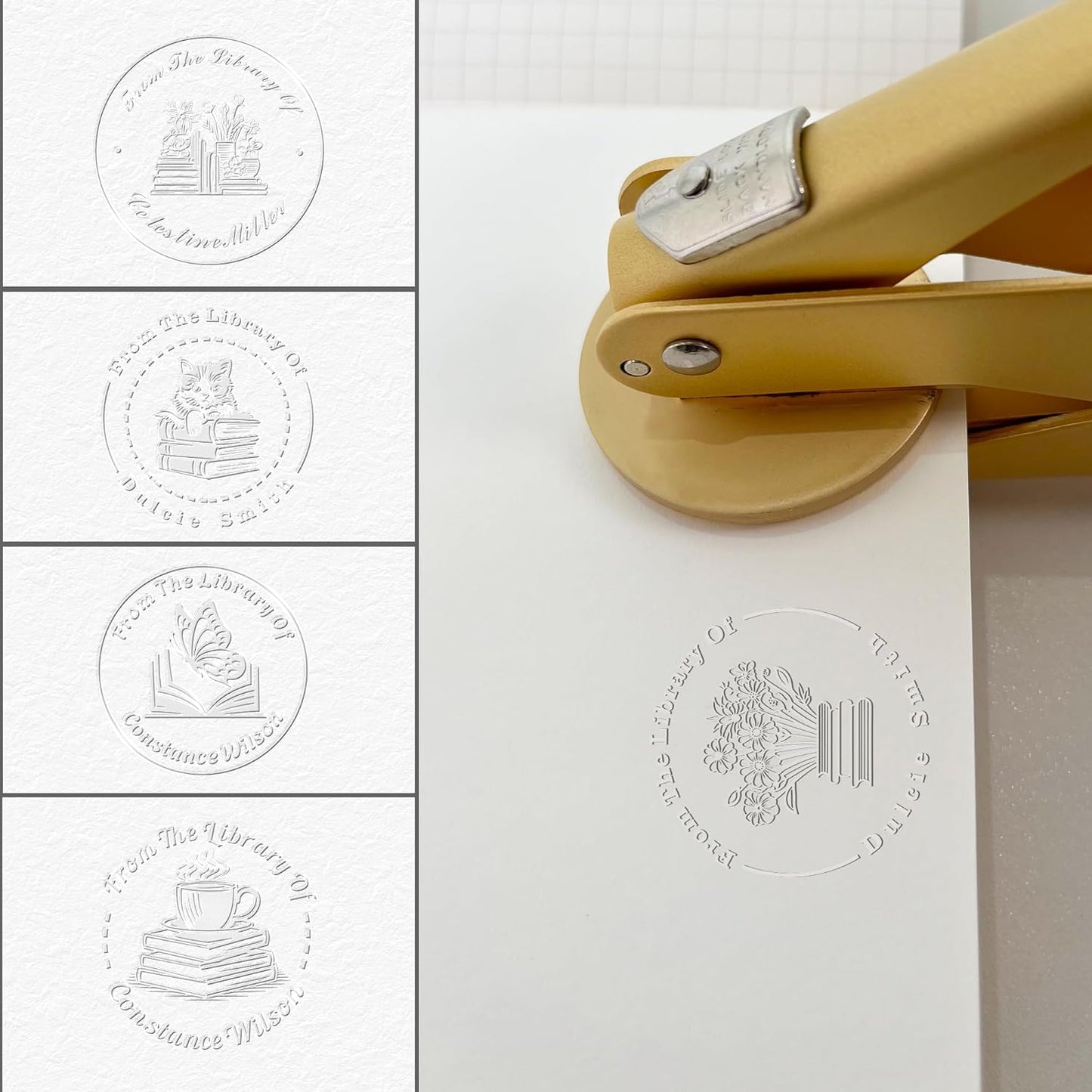 Book Embosser Custom Embosser Stamp with Your Name or Design Personalized Library Embosser Stamp Customized Books Business Cards Paper Documents Notebooks etc. (15)