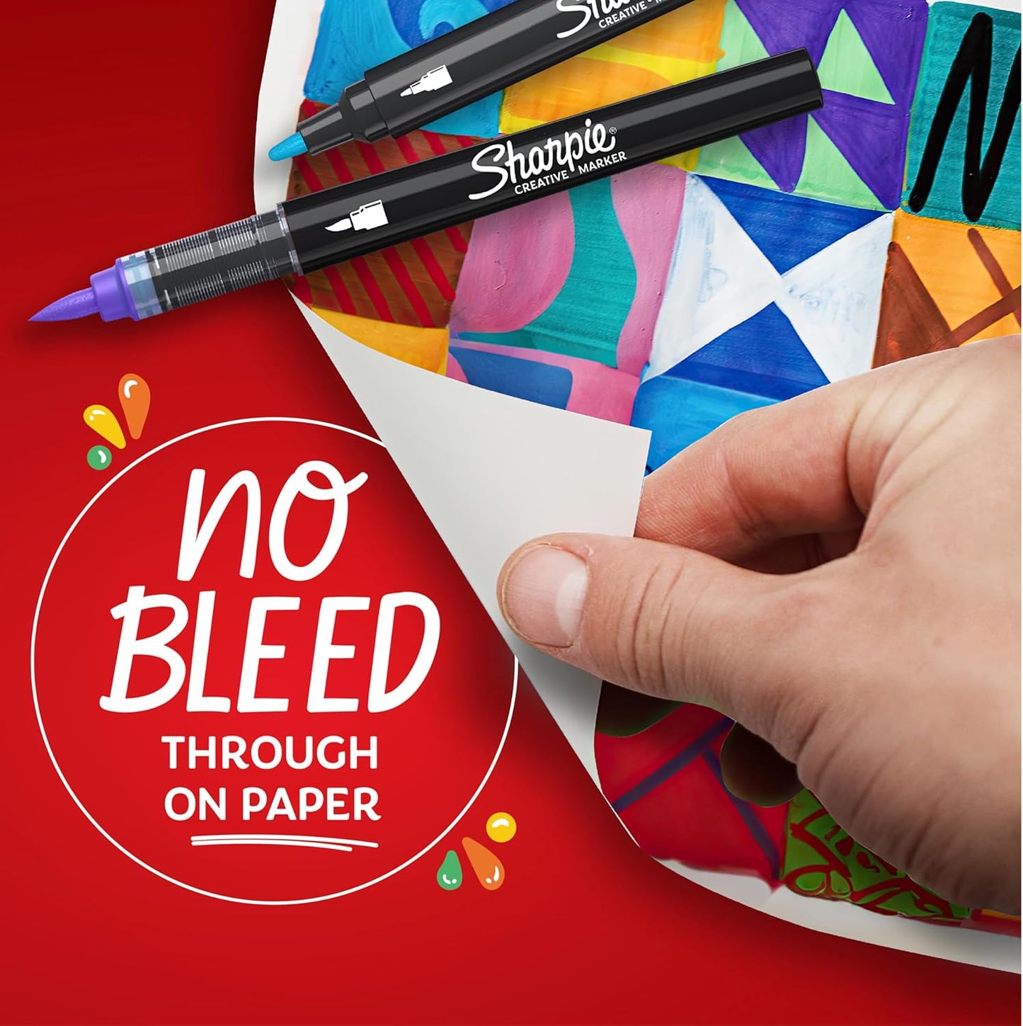 Sharpie Creative Markers, Water-Based Acrylic, Brush Tip, Assorted Colors, 5 Count – Arts & Crafts, Kids Activity, School Classroom; Works on Paper, Metal, Wood, Ceramic, Glass, Rock, Canvas