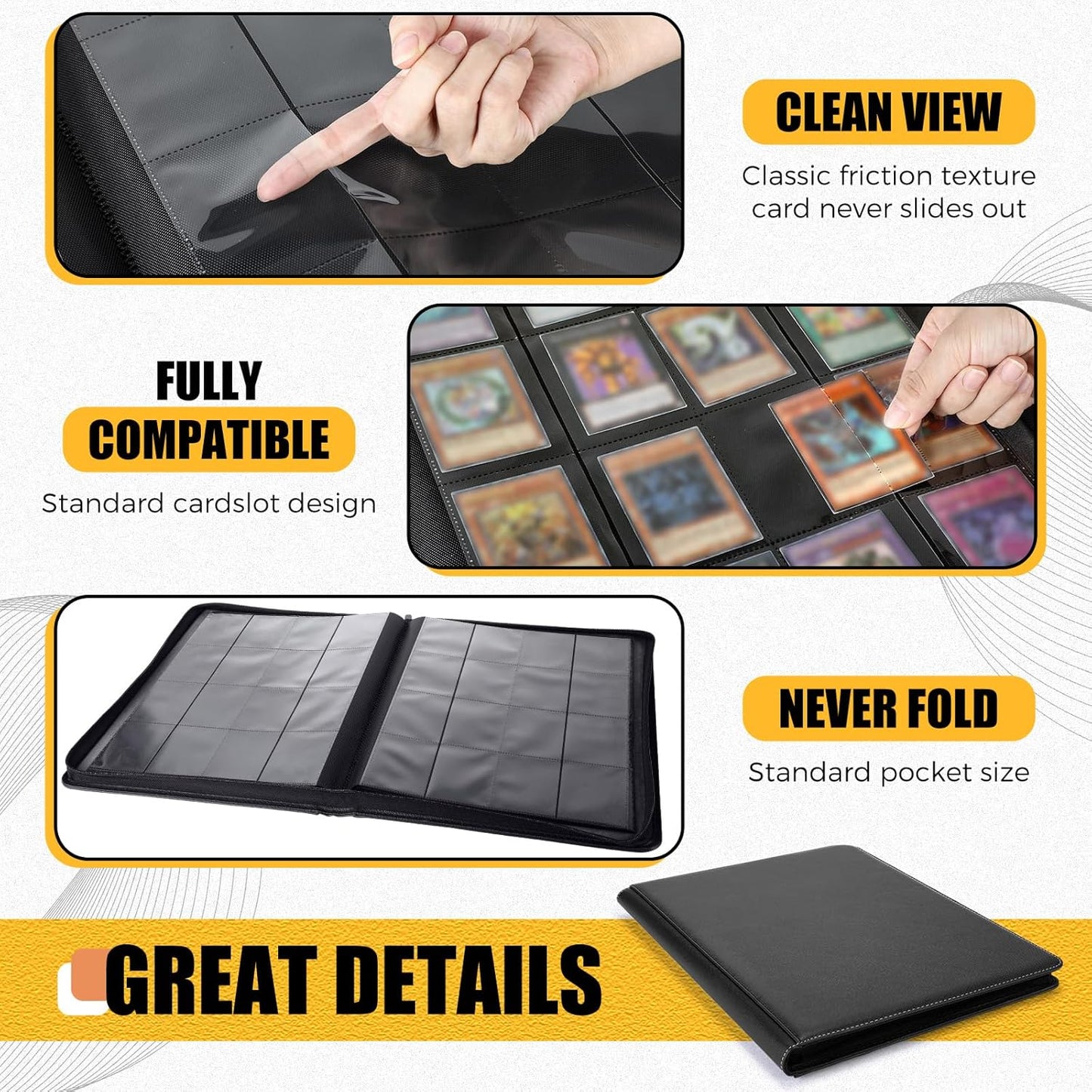 3 Pcs 16 Pocket Trading Card Binder 3000+ Pockets Binder Album Compatible with Mtg, Sports, Standard Size Card for Collector