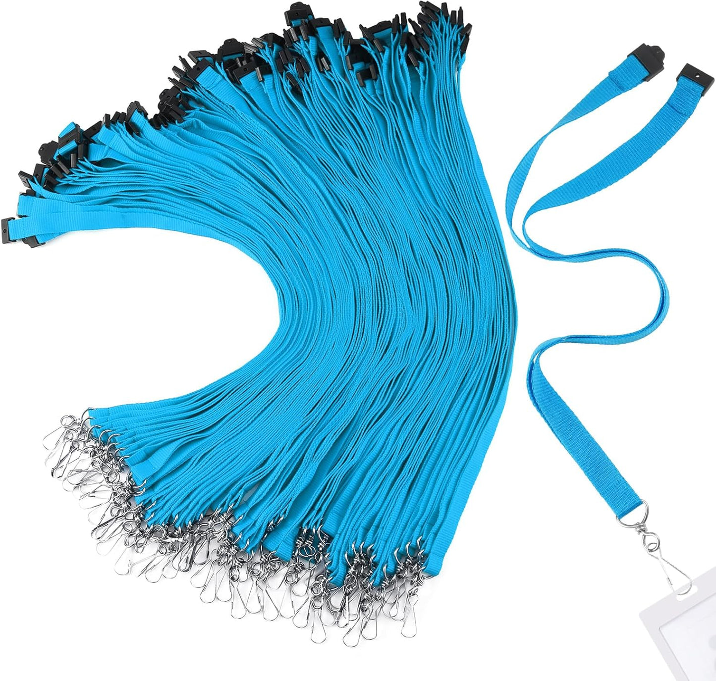 Patelai 60 Pcs Breakaway Lanyards with J Hook Bulk Flat for ID Badges Neck Badge Lanyards Card Nametag Holder Neck Straps (Light Blue)