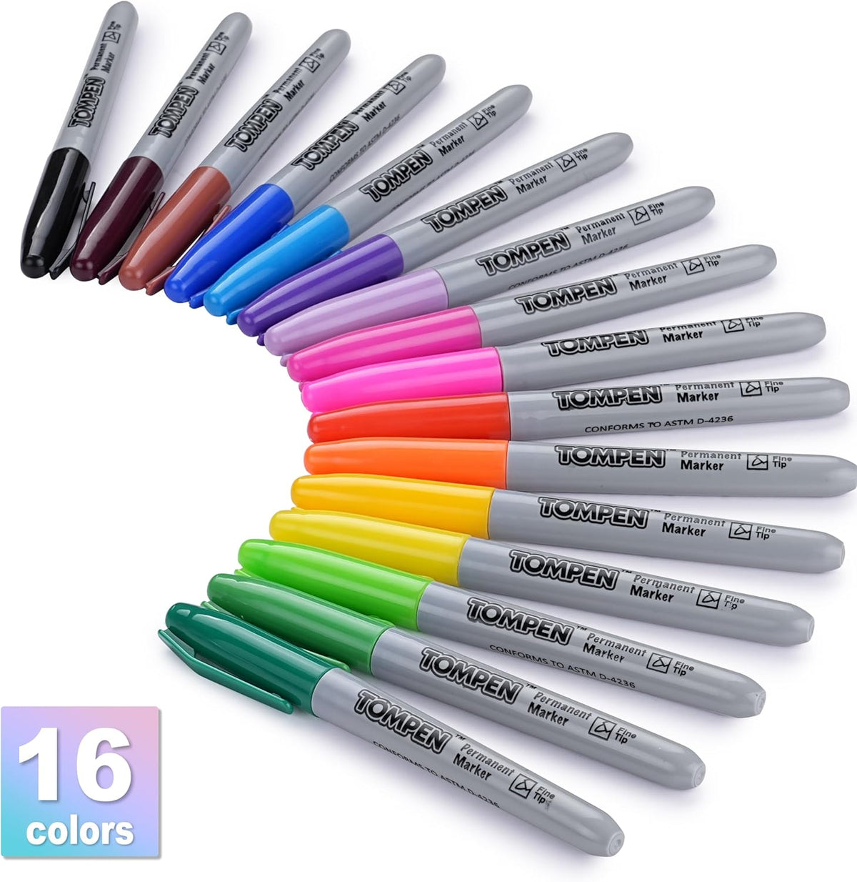 Permanent Markers,Fine Tip,48 Pack Bulk,16 Assorted Colors,Waterproof Permanent Marker Pens with Quick Drying on Wood,Plastic,Paper,Metal,Mirror for Drawing Coloring Art Writing Poster