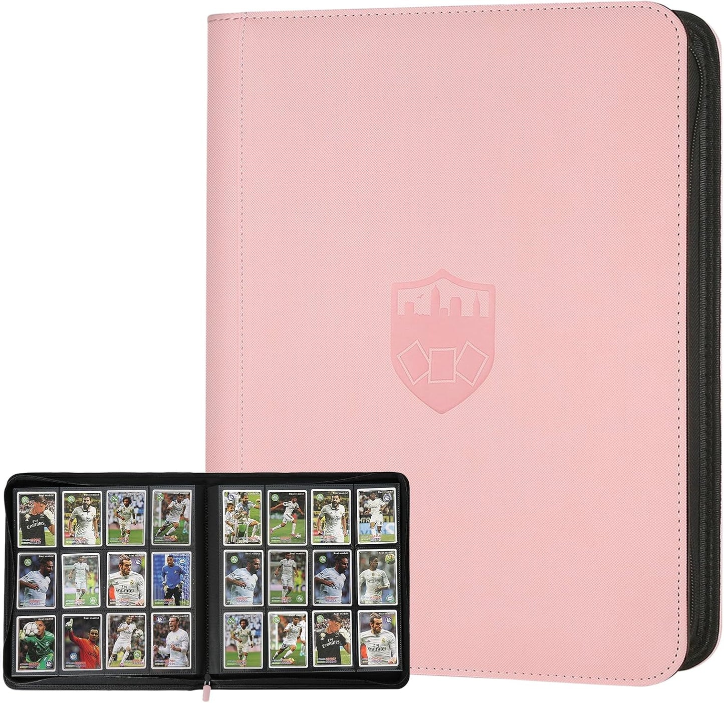 Trading Card Binder 12 Pocket, GERMUN PU Cover Card Binder for 720 Cards, Premium Trading Card Holder Folders, Double Sided Pocket Card Album for MTG, TCG (Pink)