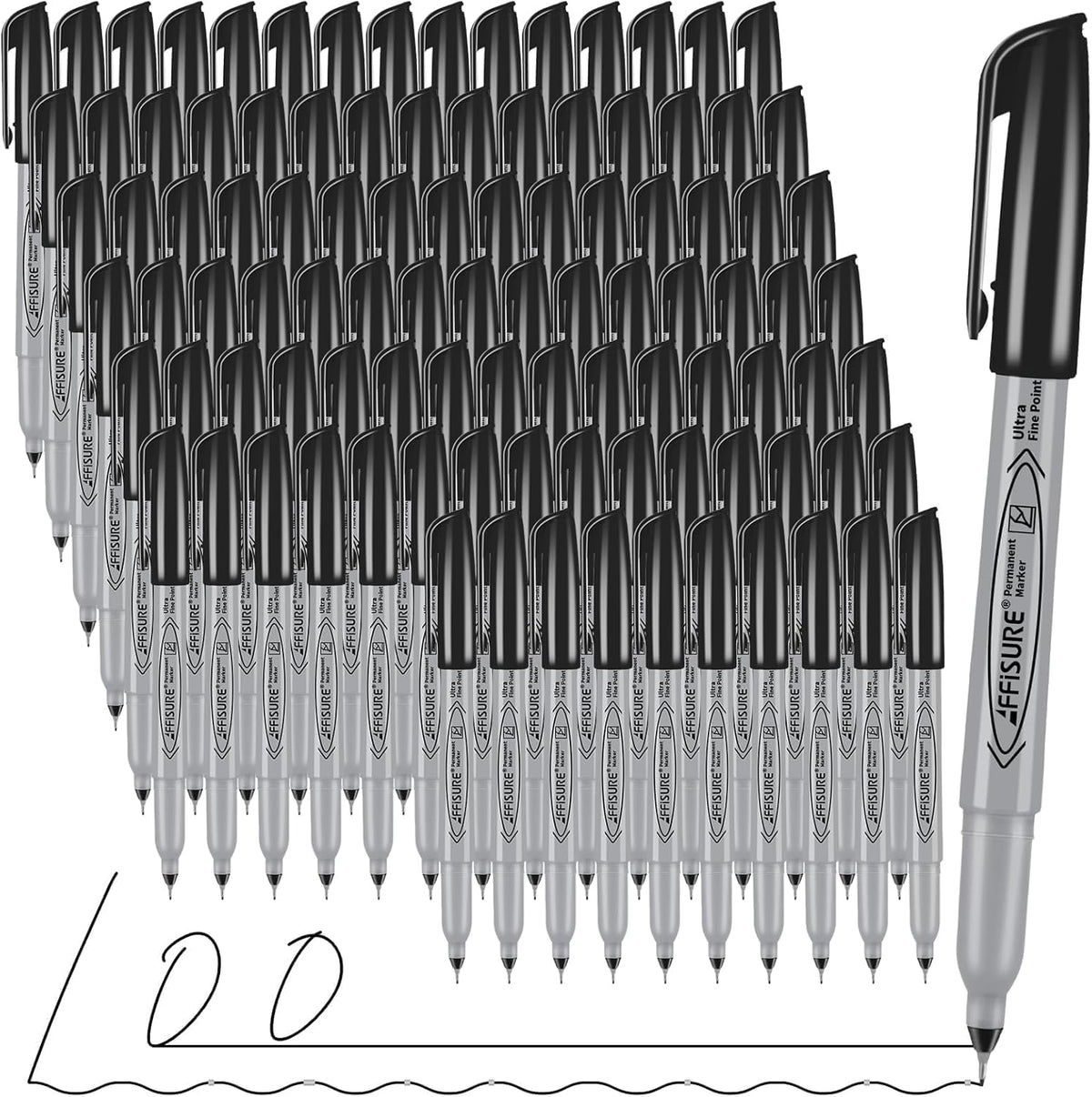 Permanent Markers, Ultra Fine Point,Black,100 Count, 0.4mm, Fine tippermanent marker set, quick dry,waterproof, fading resists, durable,marks on paper, glass, ceramic, plasticwood, rock, metal