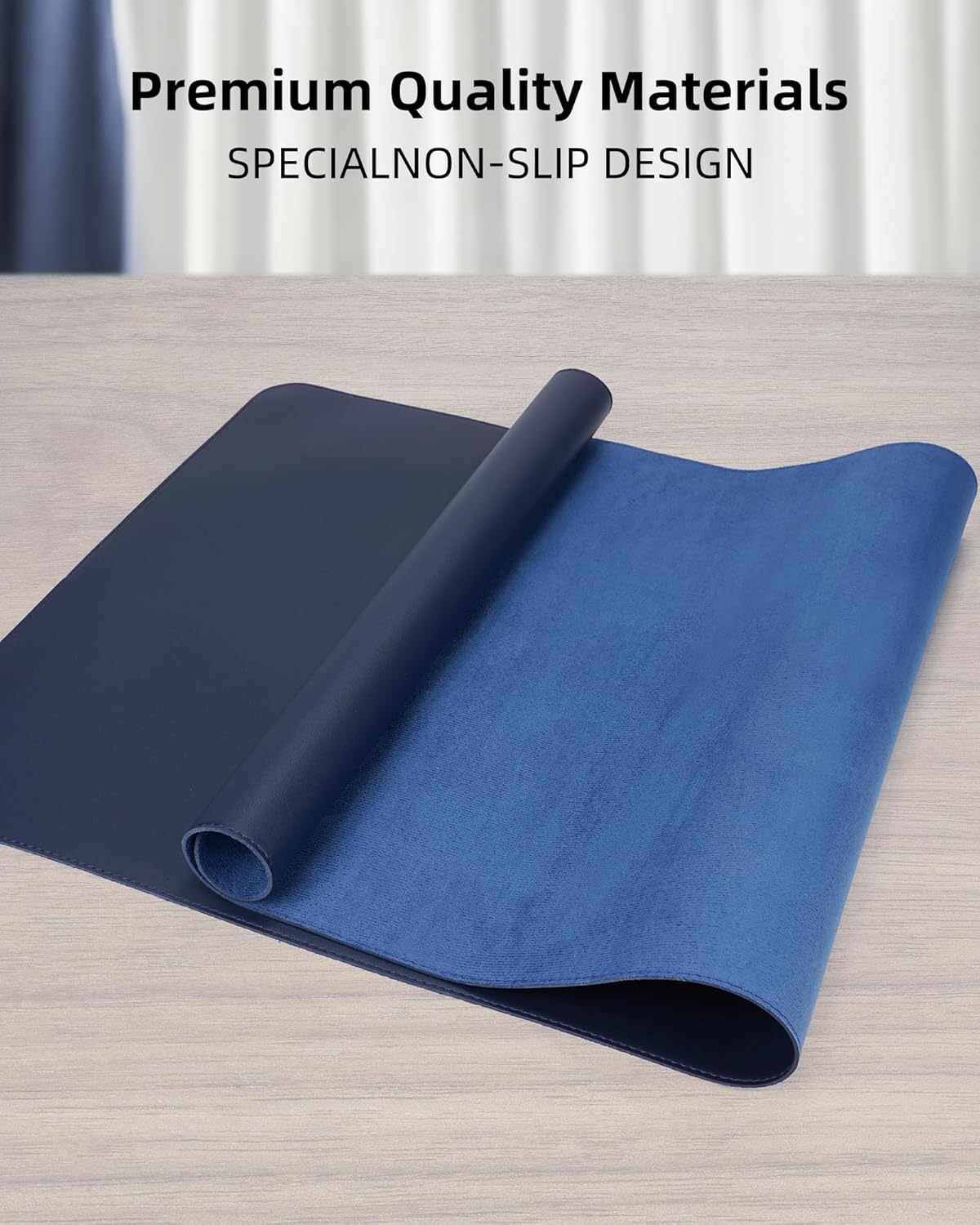 Leather Desk Pad Protector,Desk Mat,Large Mouse Pad, Non-Slip Desk Pad, Waterproof PU Leather Desk Blotter Mat, Desk Cover for Office and Home (Midnight Blue, 36" x 17")