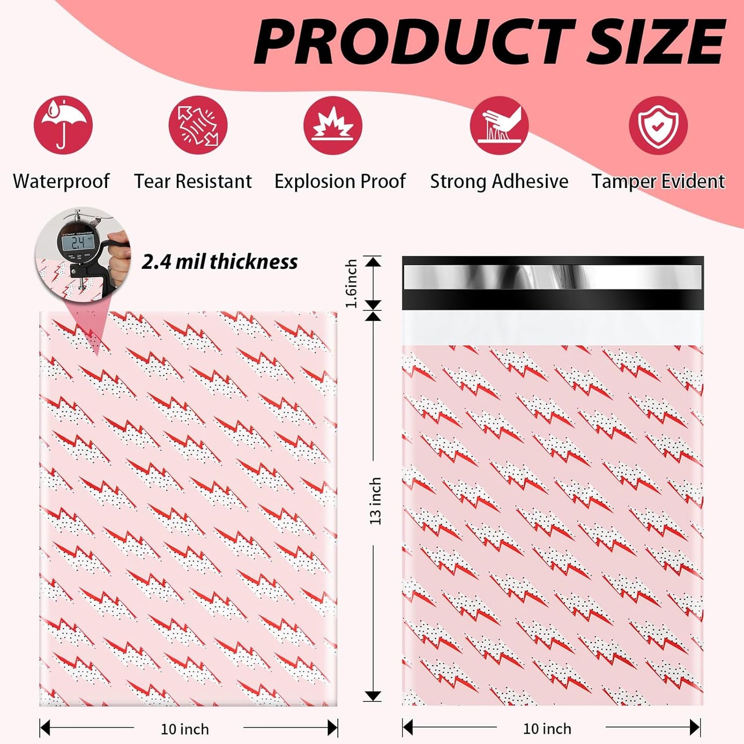 Oududianzi Poly Mailers 10x13, 50Pack Packaging Bags, Mailers Poly Bags for Shipping, Shipping Envelopes, Mailing bags, Packaging Bags for Small Business, Clothes- Lightning Bolt