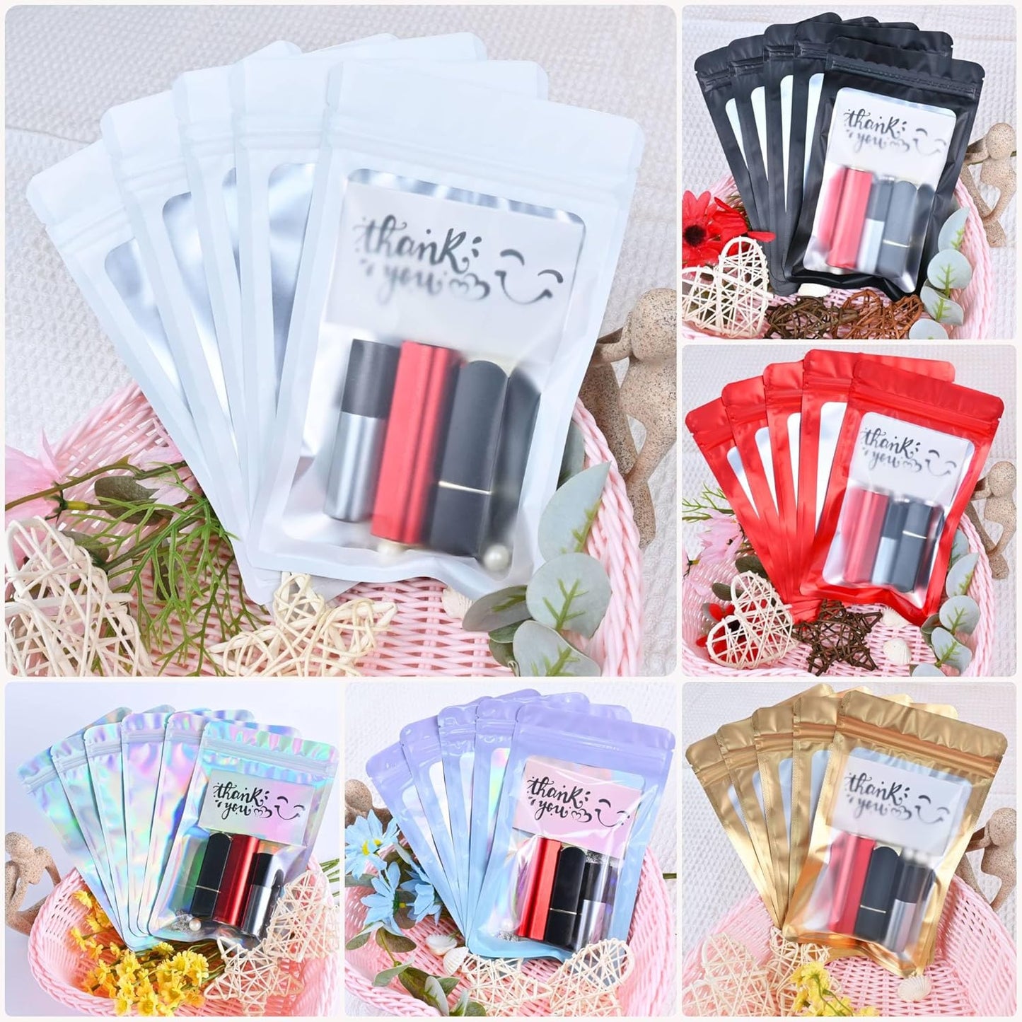 Resealable Mylar Pouch Pen Bags Great for Office Home Party Favor Food Storage Cookies Sample Jewelry Snack (100PCS, Purple and Blue Color, 2.4 x 4 inch)
